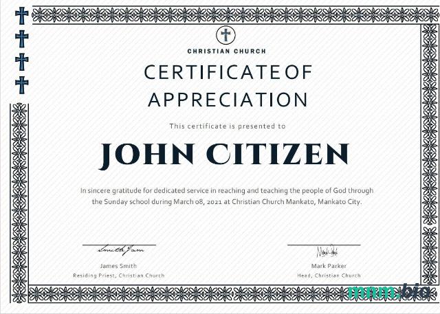 USA Pastor Appreciation cert